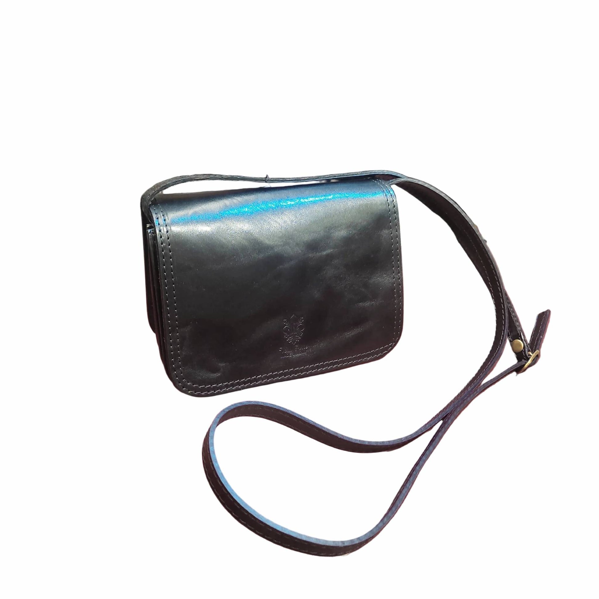 afrodite piccola borsa postino a tracolla in pelle nera da donna made in italy cuoieria italiana