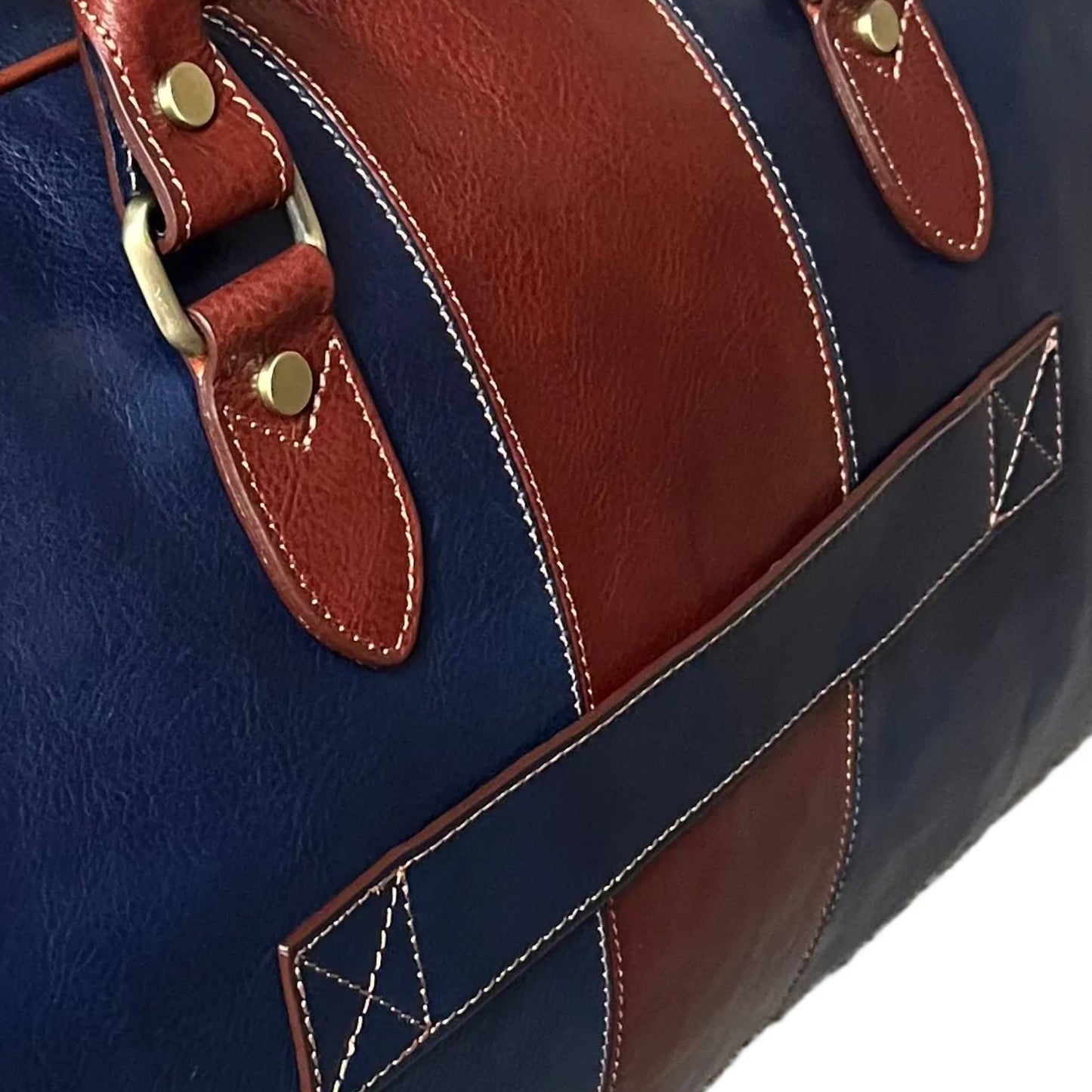 aggancio trolley valigia borsone in pelle blue navy opaco bagaglio a mano artigianale made in italy cuoieria italiana