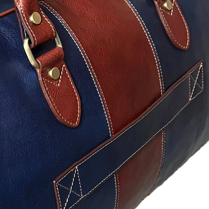 aggancio trolley valigia borsone in pelle blue navy opaco bagaglio a mano artigianale made in italy cuoieria italiana