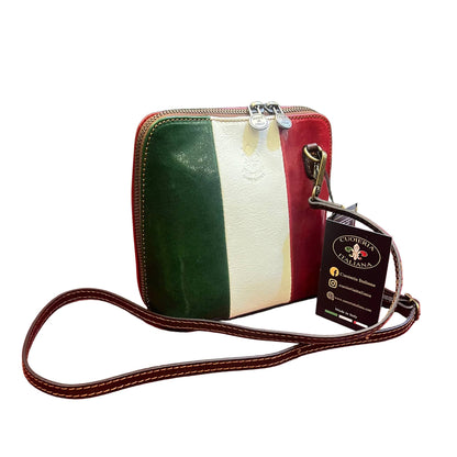 ambrosia borsa a tracolla in pelle bandiera tricolore italiano da donna fatta a mano in cuoio made in italy cuoieria italiana