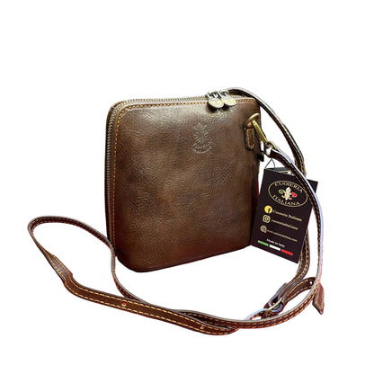 ambrosia borsa a tracolla in pelle marrone testa di moro da donna fatta a mano in cuoio made in italy cuoieria italiana