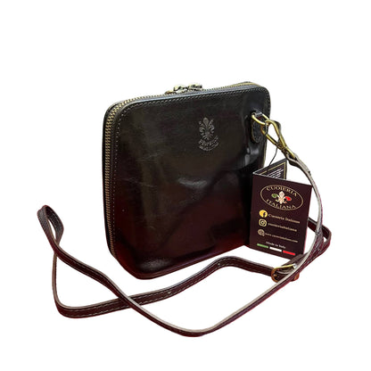 ambrosia borsa a tracolla in pelle nera da donna fatta a mano in cuoio made in italy cuoieria italiana