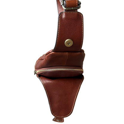 apertura chiusura monospalla fast in pelle accessorio borsa spallone unisex made in italy cuoieria italiana