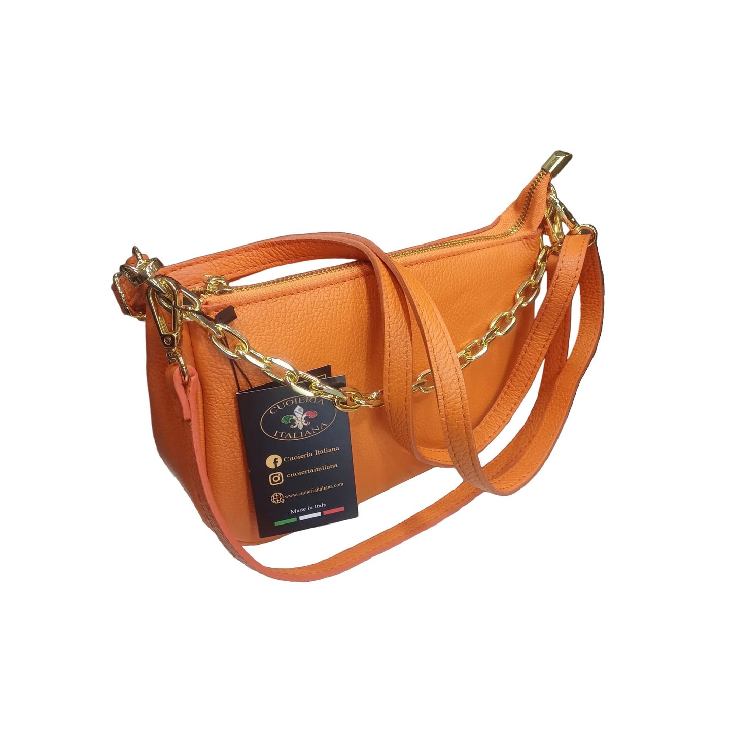 apollo borsa postino a tracolla in pelle arancione da donna made in italy cuoieria italiana