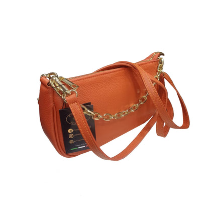 apollo borsa postino a tracolla in pelle arancione scuro da donna made in italy cuoieria italiana
