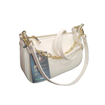 apollo borsa postino a tracolla in pelle bianco latte da donna made in italy cuoieria italiana