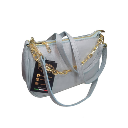 apollo borsa postino a tracolla in pelle celeste da donna made in italy cuoieria italiana