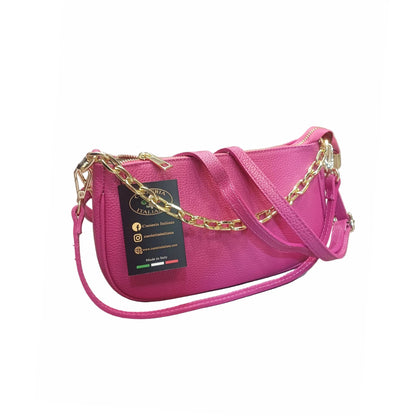 apollo borsa postino a tracolla in pelle fucsia da donna made in italy cuoieria italiana