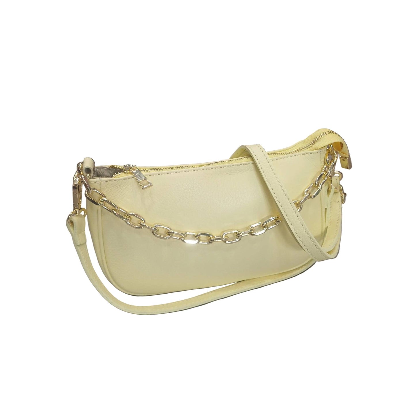 apollo borsa postino a tracolla in pelle argento con catena da donna made in italy cuoieria italiana