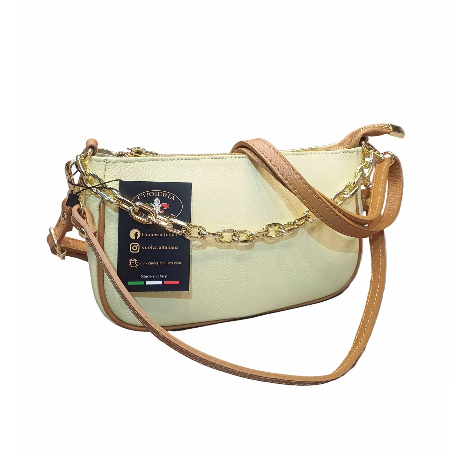 apollo borsa postino a tracolla in pelle giallo chiaro e cuoio da donna made in italy cuoieria italiana