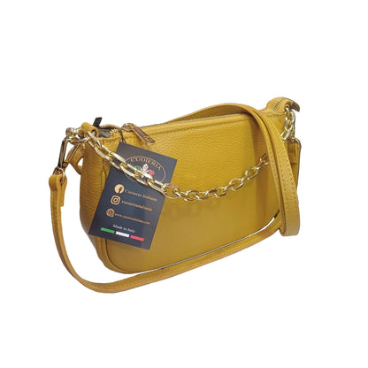 apollo borsa postino a tracolla in pelle giallo senape da donna made in italy cuoieria italiana