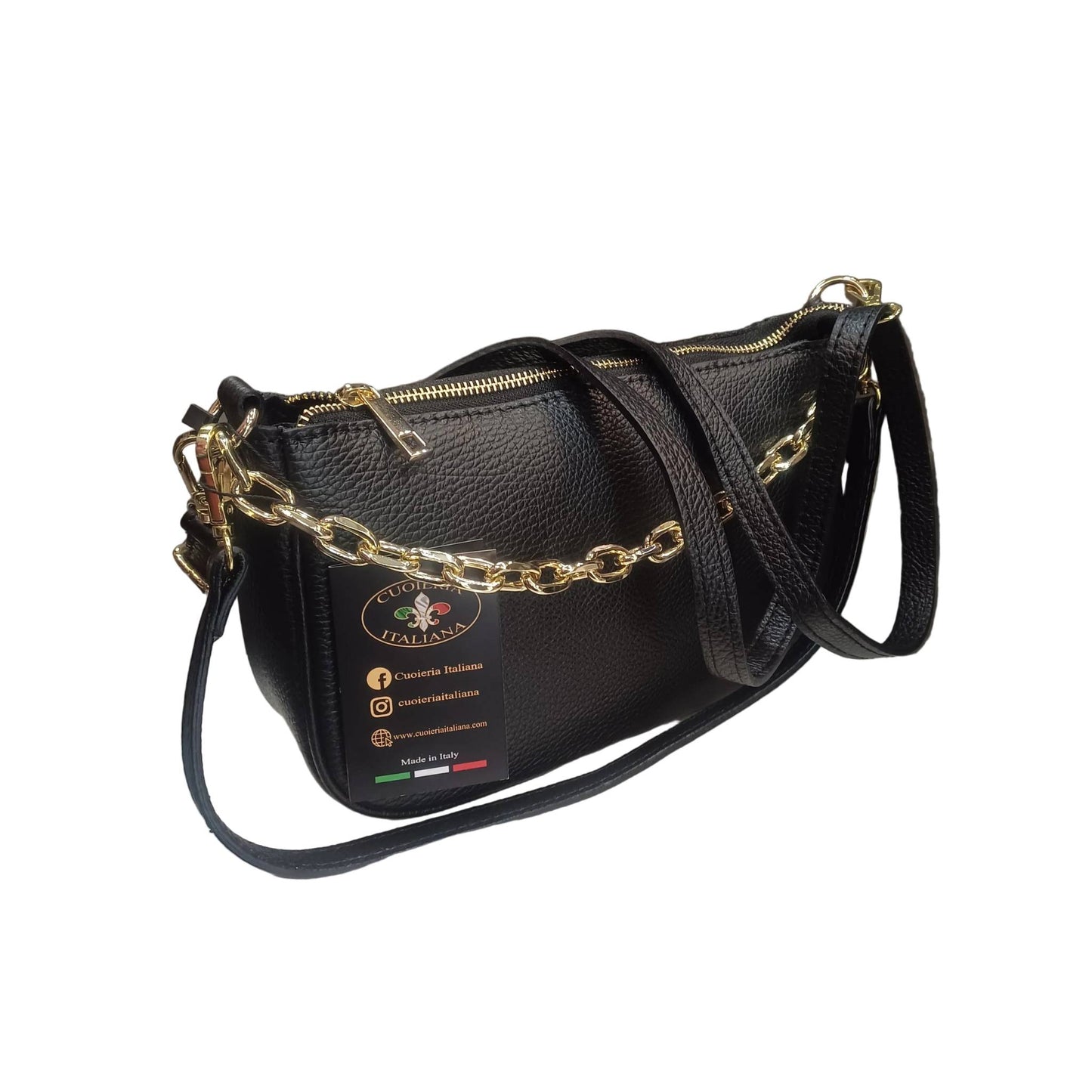 apollo borsa postino a tracolla in pelle nera da donna made in italy cuoieria italiana