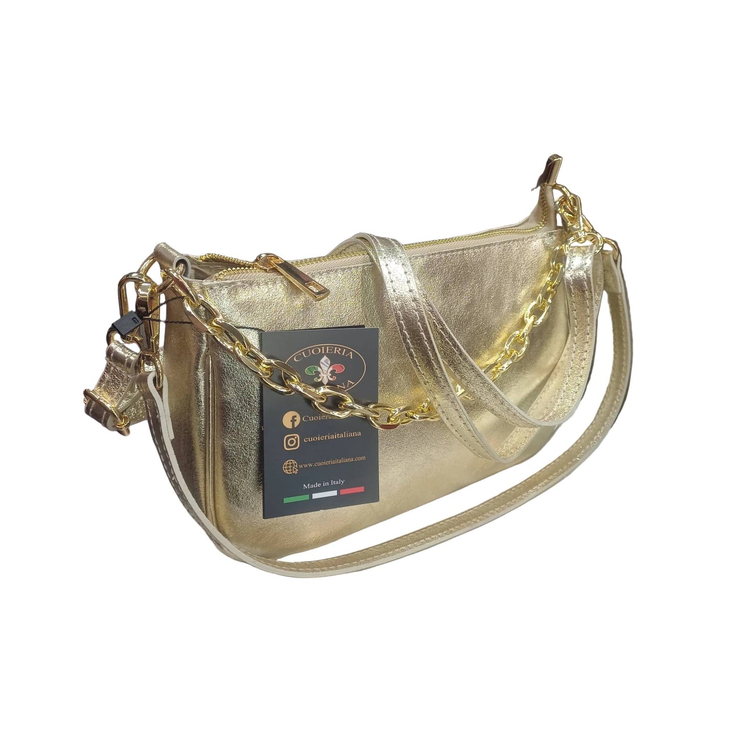 apollo borsa postino a tracolla in pelle oro da donna made in italy cuoieria italiana