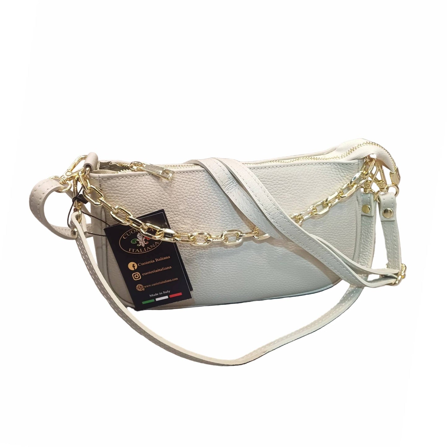 apollo borsa postino a tracolla in pelle panna da donna made in italy cuoieria italiana