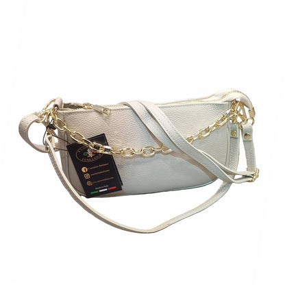 apollo borsa postino a tracolla in pelle panna da donna made in italy cuoieria italiana