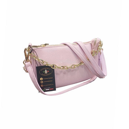 apollo borsa postino a tracolla in pelle rosa chiaro da donna made in italy cuoieria italiana