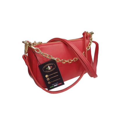 apollo borsa postino a tracolla in pelle rossa da donna made in italy cuoieria italiana