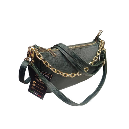 apollo borsa postino a tracolla in pelle verde foresta scuro da donna made in italy cuoieria italiana
