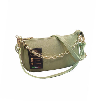 apollo borsa postino a tracolla in pelle verde pera da donna made in italy cuoieria italiana