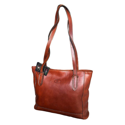 artemis shopper in pelle marrone da donna porta computer borsa in cuoio made in italy cuoieria italiana