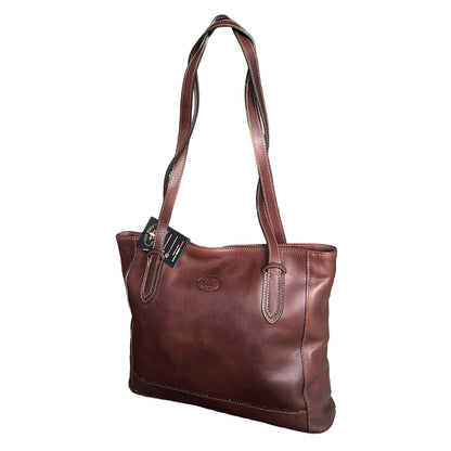artemis shopper in pelle marrone testa di moro da donna porta computer borsa in cuoio made in italy cuoieria italiana
