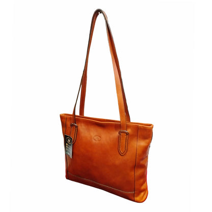 artemis shopper in pelle tinta cuoio naturale da donna porta computer borsa in cuoio made in italy cuoieria italiana
