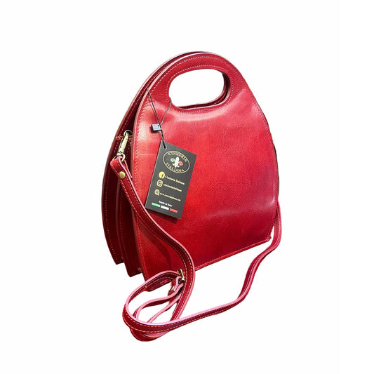 aurora fiorentina borsa a mano con tracolla in pelle rossa con tracolla attaccata artigianale made in italy cuoieria italiana