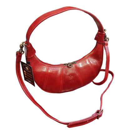 bananina borsa piccola in pelle rossa da donna borsa a tracolla in cuoio made in italy cuoieria italiana