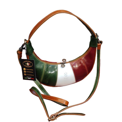 bananina borsa piccola in pelle tricolore italiano bandiera italiana da donna borsa a tracolla in cuoio made in italy cuoieria italiana