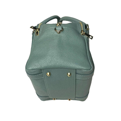 base sotto e piedini pegaso borsa bauletto a tracolla in pelle verde acqua da donna artigianale made in italy cuoieria italiana