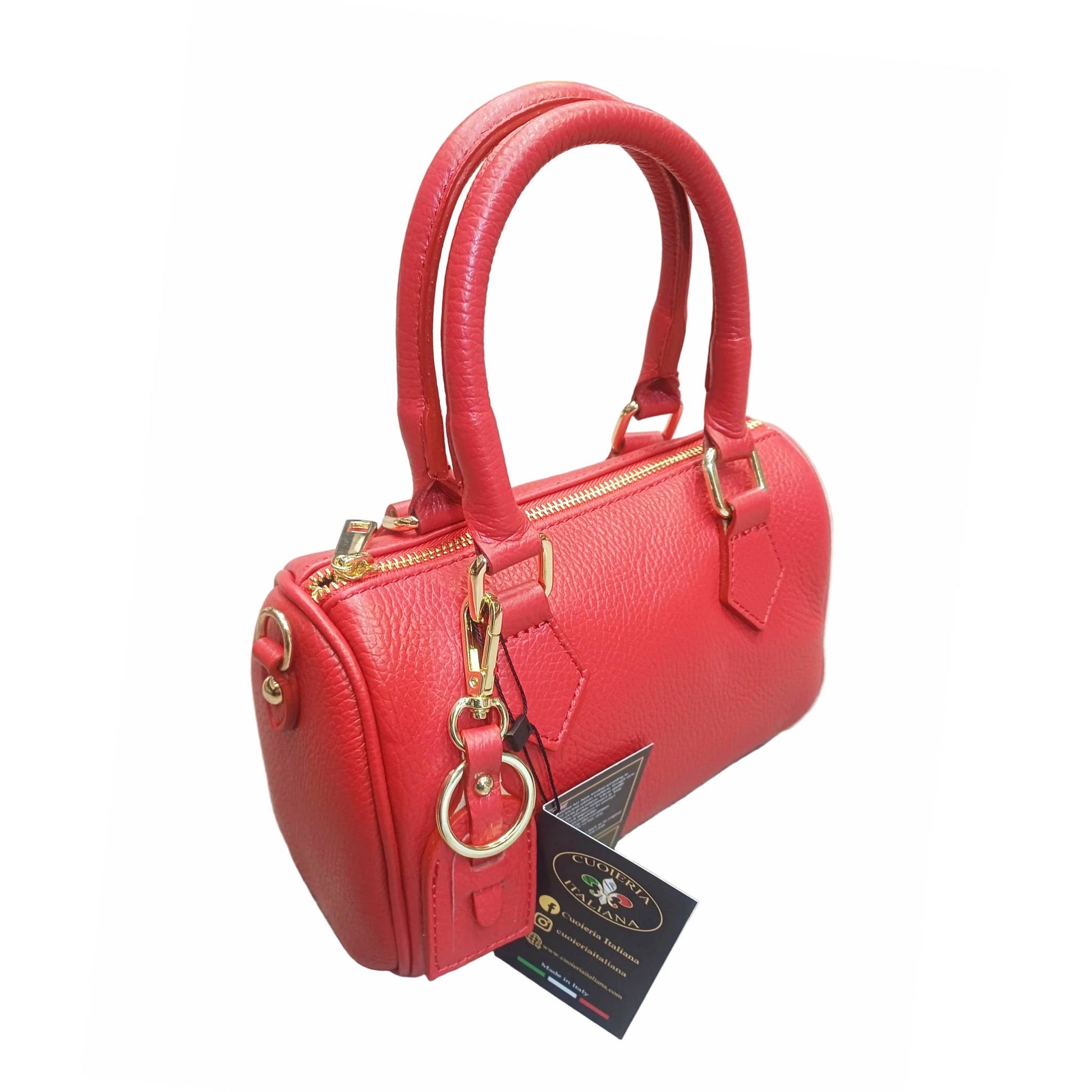 bauletto in vitello martellato da donna borsa in pelle rossa made in italy cuoieria italiana