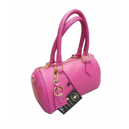 bauletto in vitello martellato fucsia da donna borsa in pelle made in italy cuoieria italiana