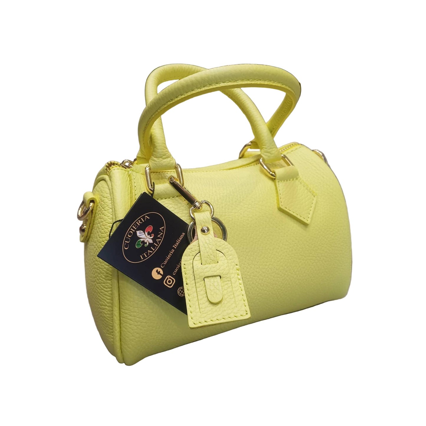 bauletto in vitello martellato giallo chiaro da donna borsa in pelle made in italy cuoieria italiana