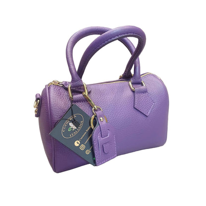 bauletto in vitello martellato viola da donna borsa in pelle made in italy cuoieria italiana