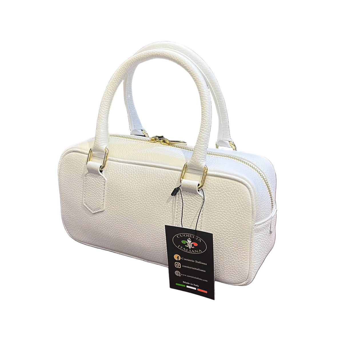 bauletto rettangolare in vitello martellato bianco da donna borsa in pelle made in italy cuoieria italiana