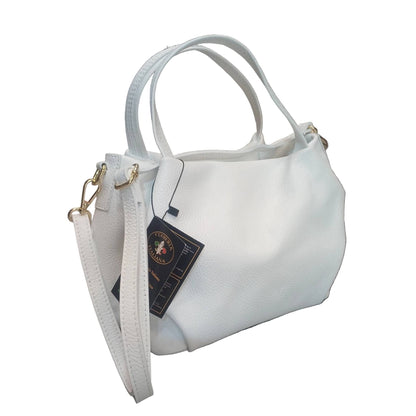 baulotto a mano in vitello martellato da donna borsa in pelle bianca fatta a mano made in italy cuoieria italiana