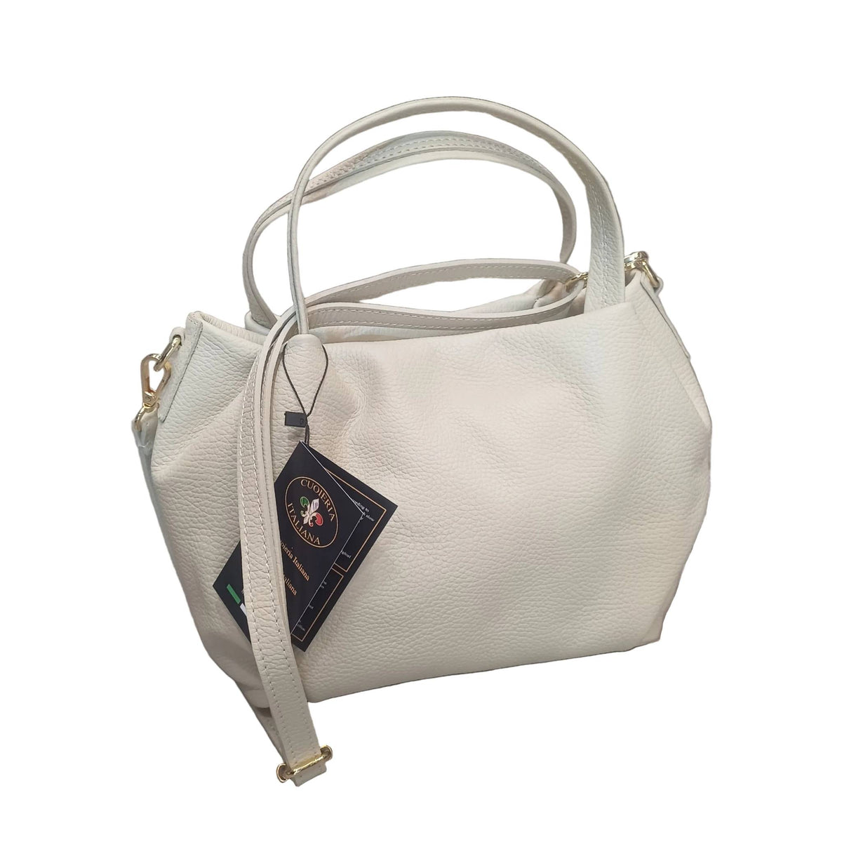 baulotto a mano in vitello martellato da donna borsa in pelle panna fatta a mano made in italy cuoieria italiana