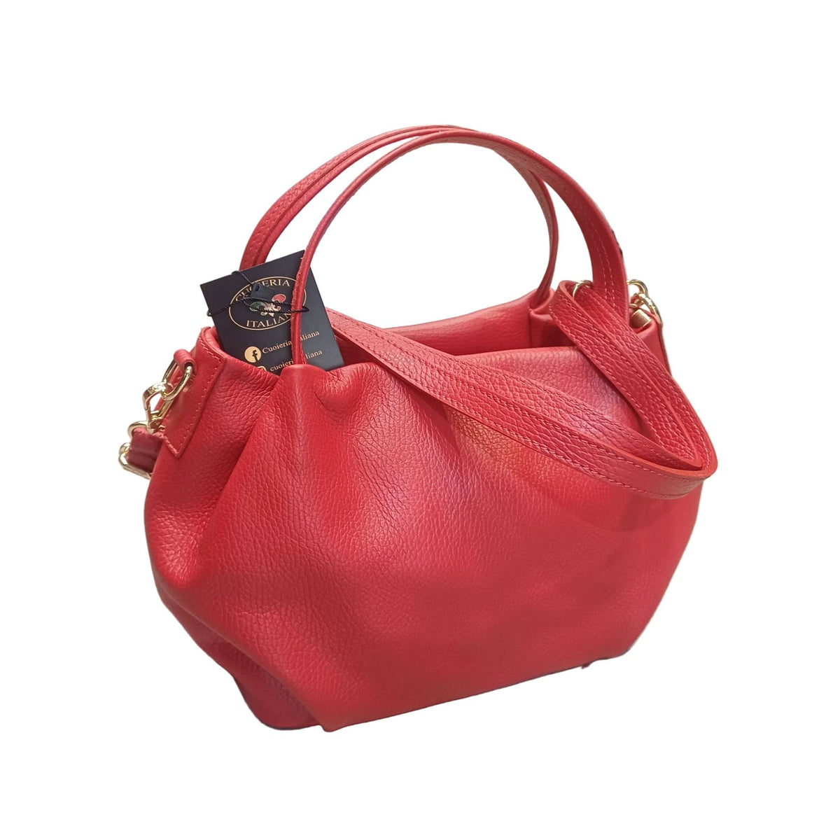 baulotto a mano in vitello martellato da donna borsa in pelle rossa fatta a mano made in italy cuoieria italiana