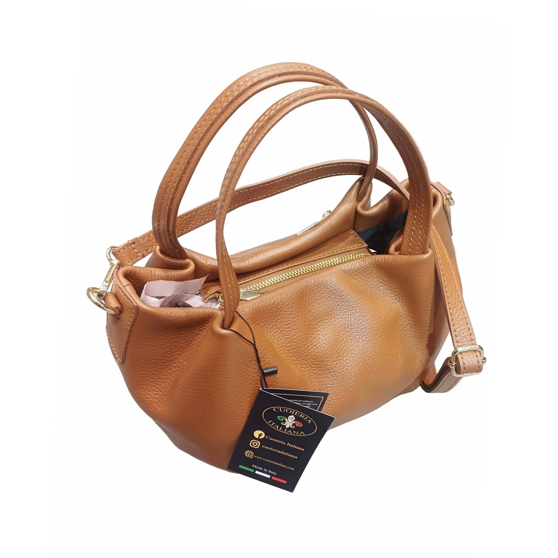 baulotto cammello in vitello martellato da donna borsa in pelle made in italy cuoieria italiana