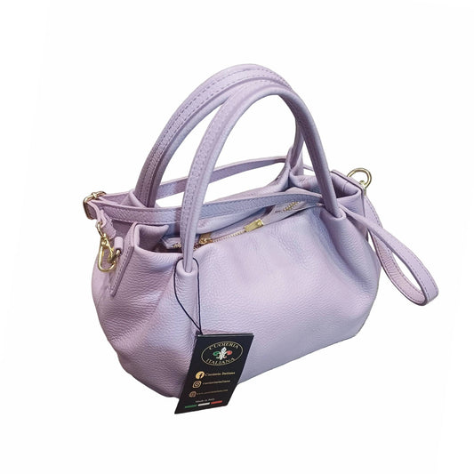 baulotto lilla in vitello martellato da donna borsa in pelle made in italy cuoieria italiana