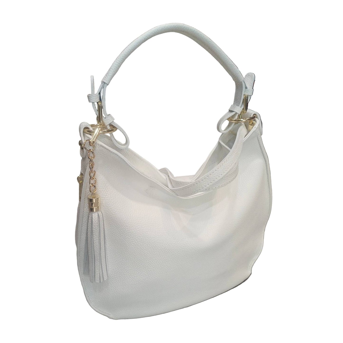 borsa grande in vitello martellato bianca da donna borsa in pelle made in italy cuoieria italiana