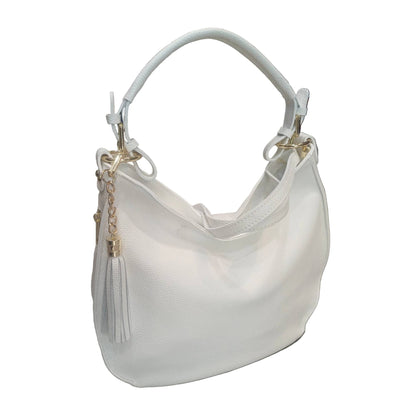 borsa grande in vitello martellato bianca da donna borsa in pelle made in italy cuoieria italiana