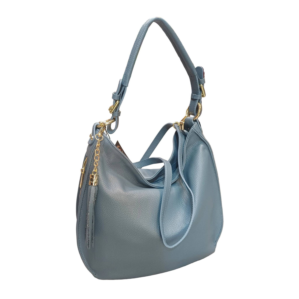 borsa grande in vitello martellato da donna borsa in pelle azzurro blue jeans fatta a mano made in italy cuoieria italiana