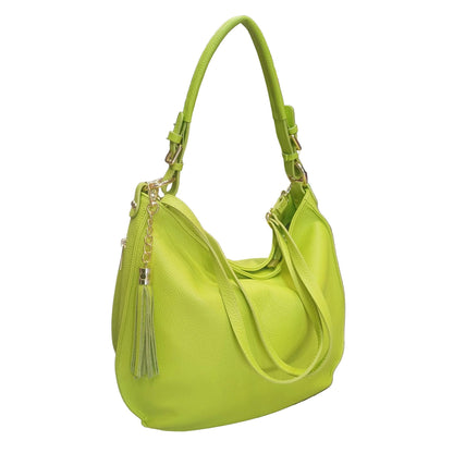 borsa grande in vitello martellato verde lime da donna borsa in pelle made in italy cuoieria italiana