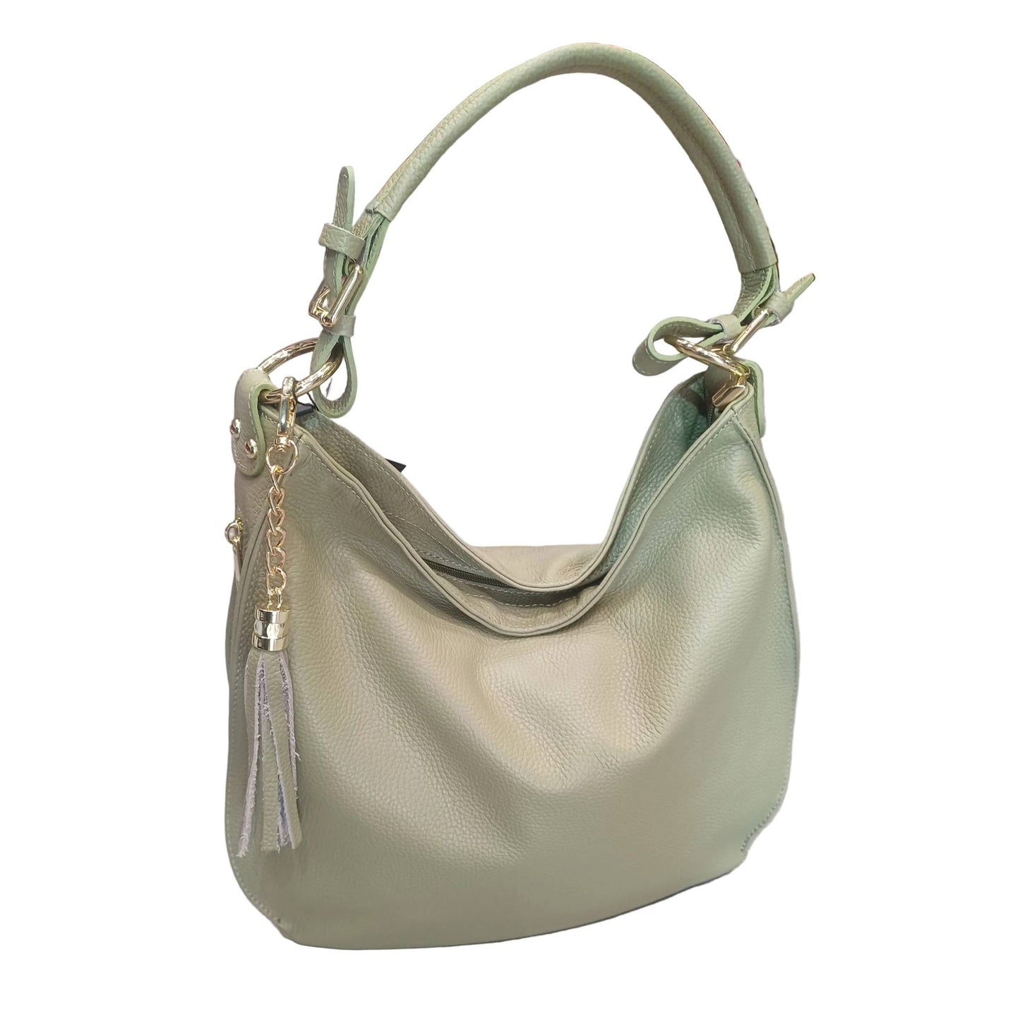 borsa grande in vitello martellato verde pera da donna borsa in pelle made in italy cuoieria italiana