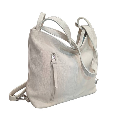 borsa zaino da donna in vitello martellato vera pelle panna made in italy cuoieria italiana