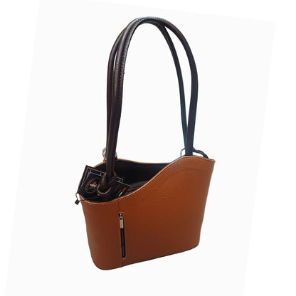 borsa zaino nodo in pelle marrone e testa di moro vitello martellato made in italy cuoieria italiana