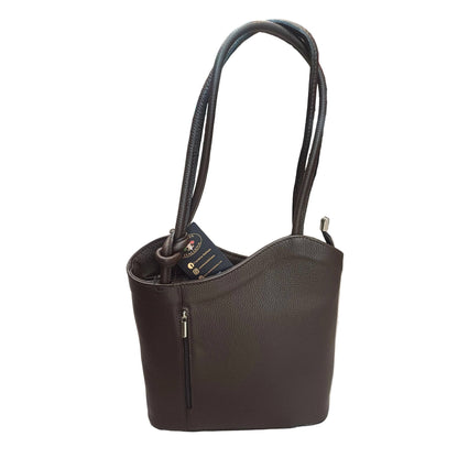borsa zaino nodo in pelle marrone testa di moro vitello martellato fatta a mano in cuoio made in italy cuoieria italiana