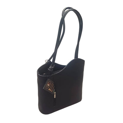 borsa zaino nodo in pelle nera vitello martellato made in italy cuoieria italiana