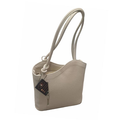 borsa zaino nodo in pelle panna vitello martellato made in italy cuoieria italiana
